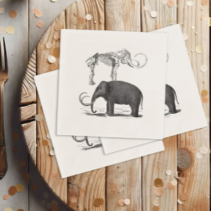 Ullig kolossal Pre-Historisk elefant och skelett Pappersservett