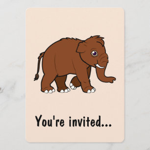 Ullig Mammut Födelsedagsfest Inbjudningar