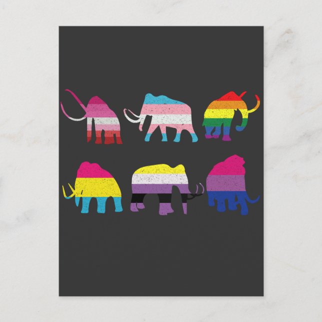 Ullig Mammut HBTQ-flagga Gay Pride-månad Trans Vykort (Framsida)
