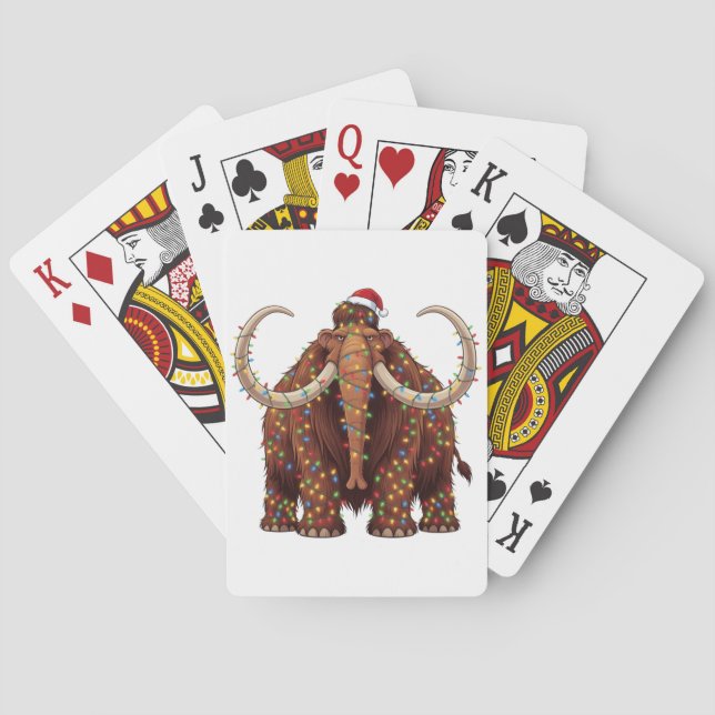 Ullig mammut inslagen i julgransbelysning   casinokort (Baksidan)