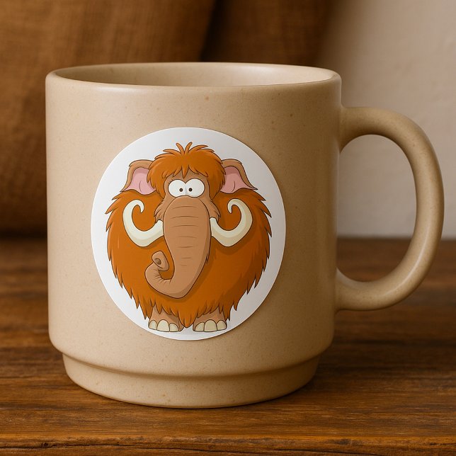 Ullig Mammut Sött Förhistoriskt Djur Runt Klistermärke (Skapare uppladdad)