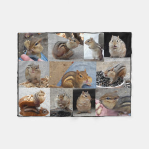 Ulljordekorrefilt med 11 Chipmunks. Fleecefilt