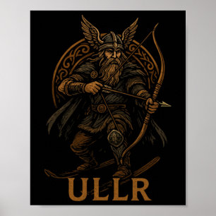 Ullr Nordisk Gud För Bågskytte Och Skidåkning Poster