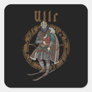 Ullr Ski Winter Sports Gifts Skiking Viking Fyrkantigt Klistermärke