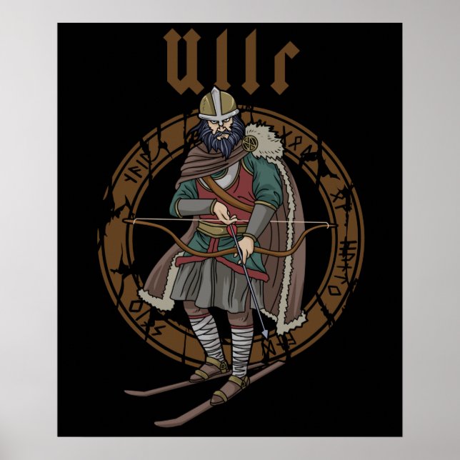 Ullr Ski Winter Sports Gifts Skiking Viking Poster (Framsidan)
