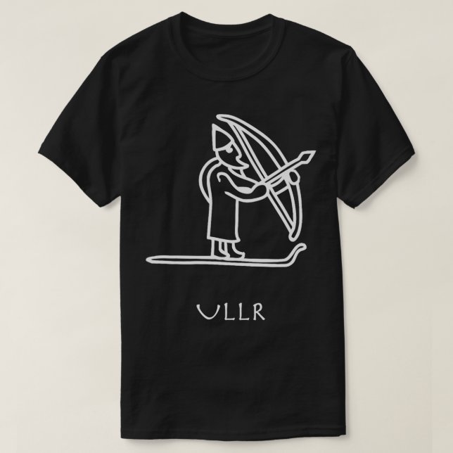 Ullr Viking Rune Teckning Ski Hunting Snö Winter T Shirt (Design framsida)