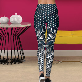 Ullstickad jul- och nyårsblommönster leggings