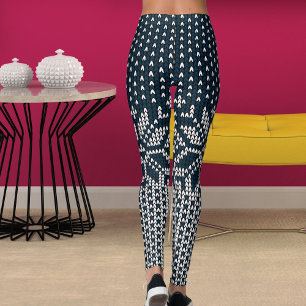 Ullstickad jul- och nyårsblommönster leggings