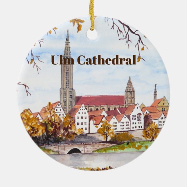 Ulm Cathedral in Tyskland by Farida Greenfield Julgransprydnad Keramik (Baksidan)