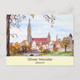 Ulm-katedral i Tyskland målningsruta Vykort