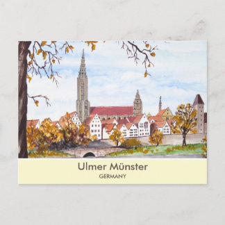 Ulm-katedral i Tyskland målningsruta Vykort
