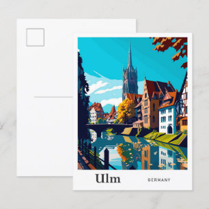 Ulm Tyskland Travel Vintage Illustration Vykort
