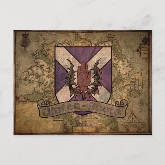 Ulster Scots antique karta vykort (Framsida)