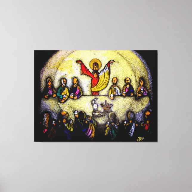 ÚLTIMA CENA LAST SUPPER Mix, tinta y acrilicos Canvastryck (Framsida)