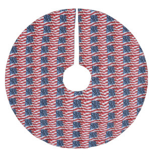 ULTIMAT "AMERICAN FLAGGA" TRÄD SKIRT JULGRANSMATTA BORSTAD POLYESTER