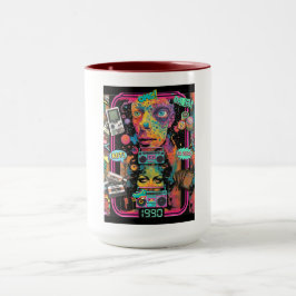 Ultimate 90s Nostalgia Pop Art Collage Mugg