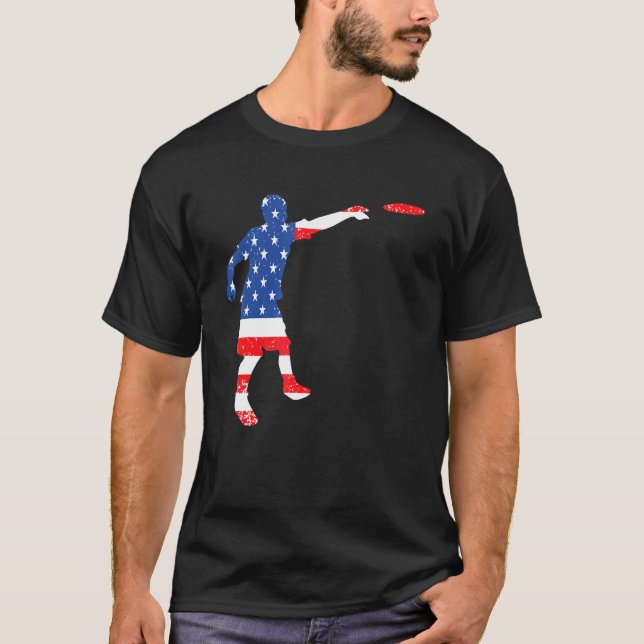 Ultimate Frisbee Disk Golf Player USA Fla T Shirt (Framsida)