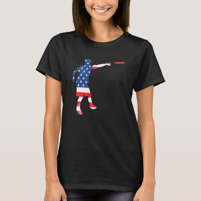 Ultimate Frisbee Disk Golf Player USA Fla T Shirt (Framsida)