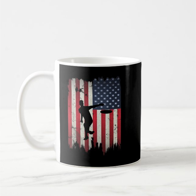 Ultimate Frisbee Disk Golf USA American Flagga 4th Kaffemugg (Vänster)