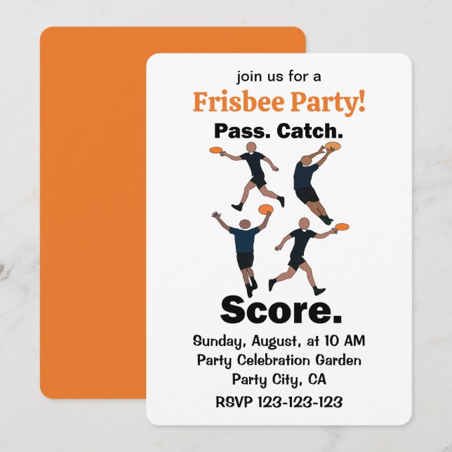 Ultimate Frisbee Pass Catch Score Frisbee-fest Inbjudningar (Fram/baksida)
