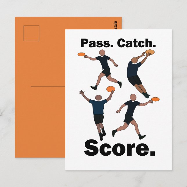 Ultimate Frisbee Pass Catch Score Frisbee-fest Vykort (Fram/baksida)