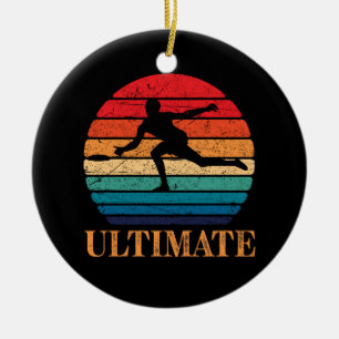 Ultimate Frisbee Retro Player-flygdiskuppkoppling Julgransprydnad Keramik