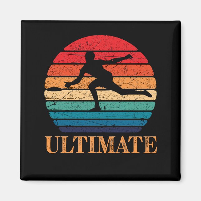 Ultimate Frisbee Retro Player-flygdiskuppkoppling Magnet (Framsidan)