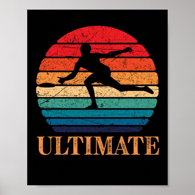 Ultimate Frisbee Retro Player-flygdiskuppkoppling Poster (Framsidan)
