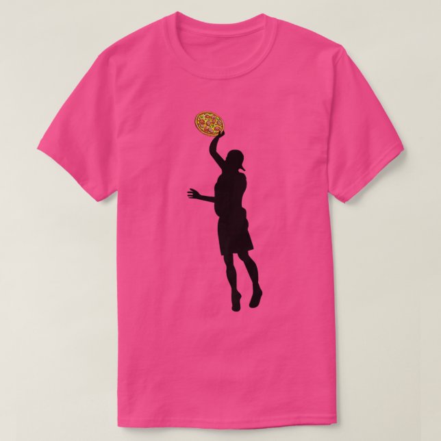 Ultimate Frisbee Silhouette Jumping Catch Pizza Di T Shirt (Design framsida)