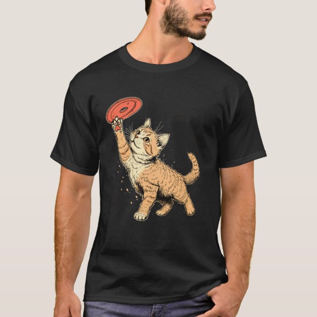Ultimate Frisbee-spelare Katt på Ultimate Frisbee T Shirt (Framsida)