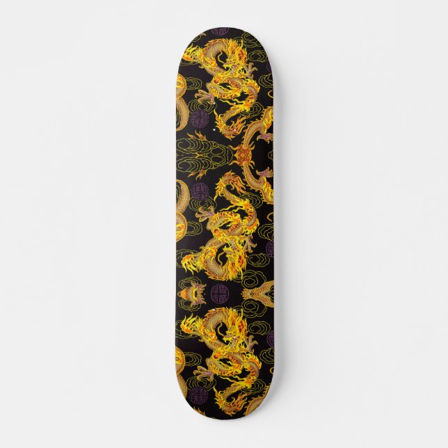 Ultimate Gold Dragon Element Anpassad Pro Park Boa Skateboard Bräda 19,5 Cm (Framsida)