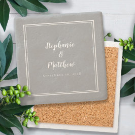 Ultimate Grått Bröllop Bride & Groom Elegant Enkel Stenunderlägg