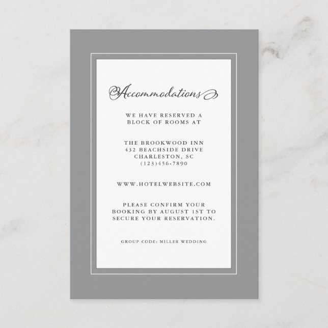 Ultimate Grått Bröllop-detaljinformation, Modern C Tilläggskort (Framsida)