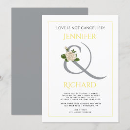 Ultimate grått, gult ampersand virtuellare bröllop inbjudningar