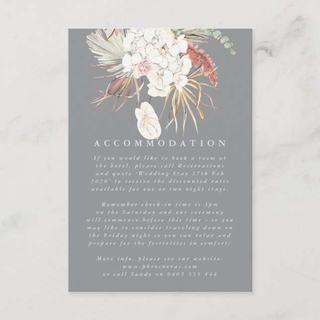 Ultimate Grått Pampas Grass Blommigt Jungle Bröllo Tilläggskort (Framsida)