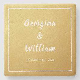 Ultimate Guld Bröllop Bride & Groom Stenunderlägg