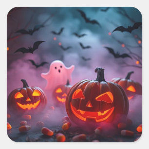 Ultimate Halloween Sticker Wicked Spöken & Pumpkin Fyrkantigt Klistermärke
