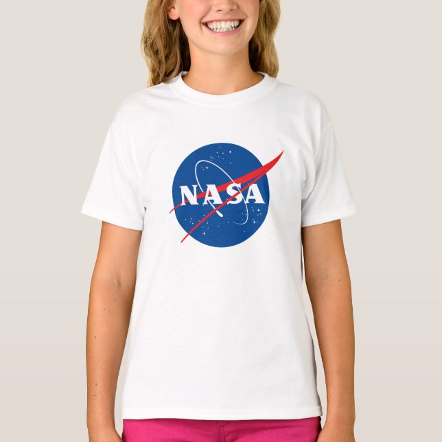 Ultimate NASA Logotyp Rocket White Cotton Girls" T Shirt (Framsida)
