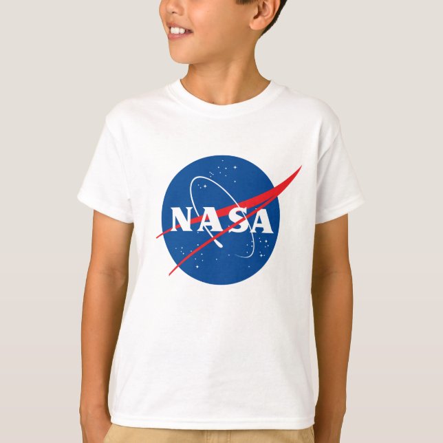 Ultimate NASA Logotyp Rocket White Cotton Kids" T Shirt (Framsida)