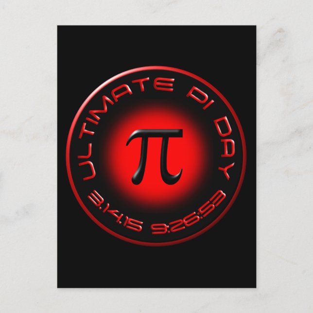 Ultimate Pi Day 2015 3.14.15 9:26:53 (röd) Vykort (Framsida)