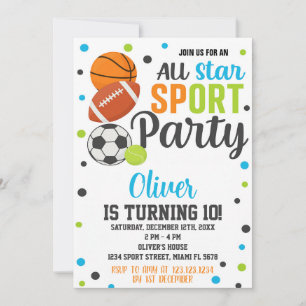 Ultimate Sports Party Birthday-inbjudan Inbjudningar