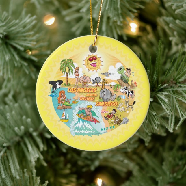 Ultimate Sunny California Round Ceramic Ornament (Träd)