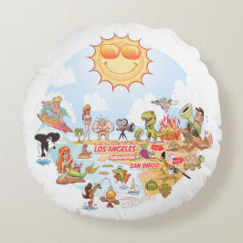 Ultimate Sunny California Round Pillow Rund Kudde