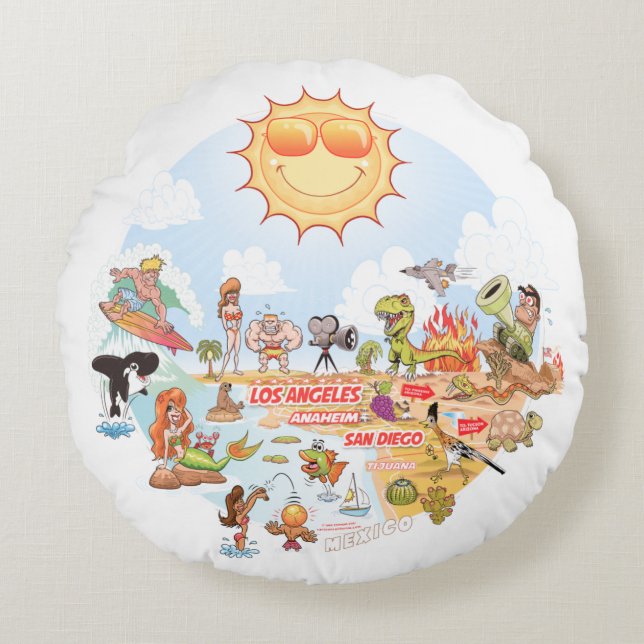 Ultimate Sunny California Round Pillow Rund Kudde (Framsidan)