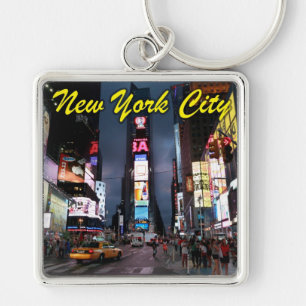 Ultimate Times Square New York City USA Fyrkantig Silverfärgad Nyckelring