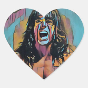 "Ultimate Warrior", brottning med äligstämplare Hjärtformat Klistermärke