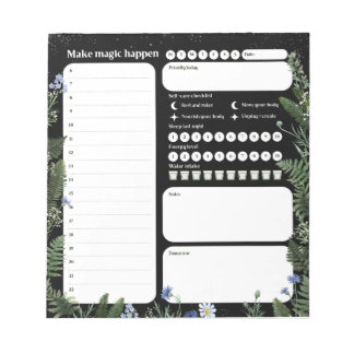 Ultimate Wellness Planner – Mörkt blomstermönstrat Anteckningsblock