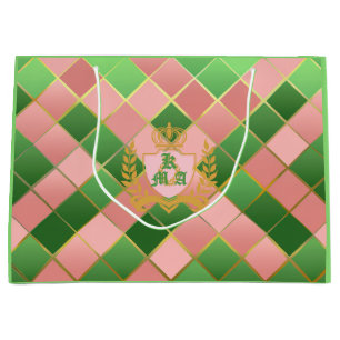 Ultra Chic Snobbigt Rosa Grönt Argyle Monogramm Va