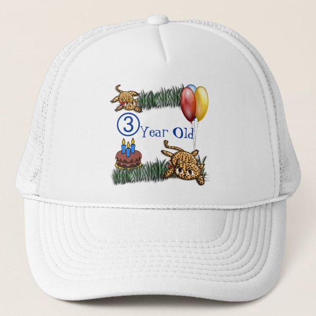 Ultra Cute 3-åriga leopard Safari Birthday Keps (Framsida)