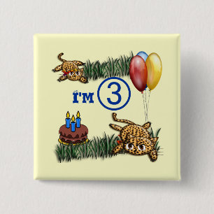 Ultra Cute 3-åriga leopard Safari Birthday Knapp